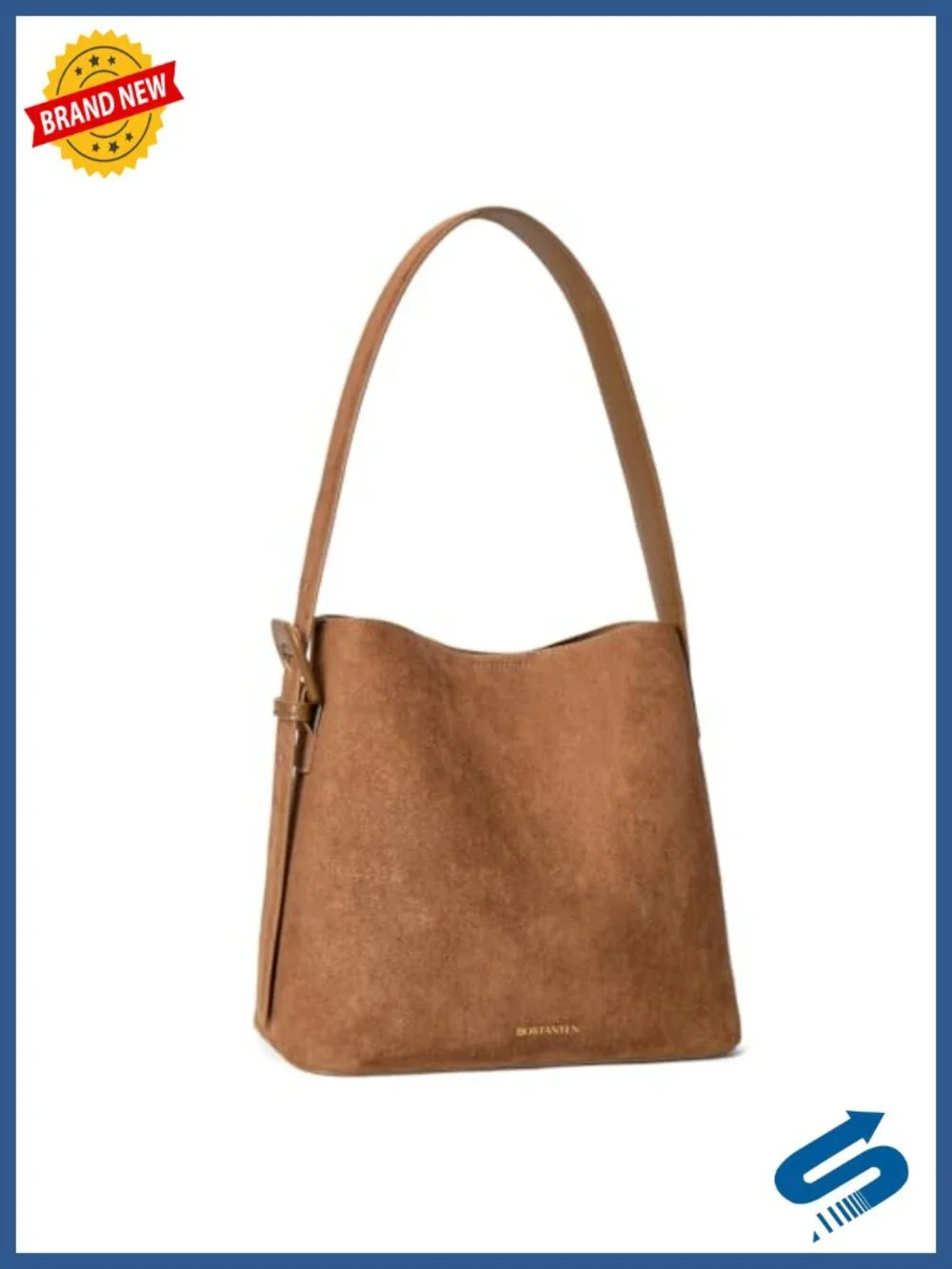Faux Suede Bucket Bag with Adjustable Strap and Detachable Pouch